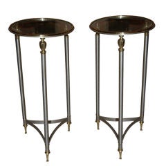 PAIR OF TWO TONE SIDE TABLES / PEDESTALS AFTER MAISON JANSEN