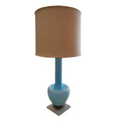 OPALINE POWDER BLUE VENETIAN  GLASS LAMP