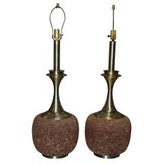 PAIR OF CORK TABLE LAMPS