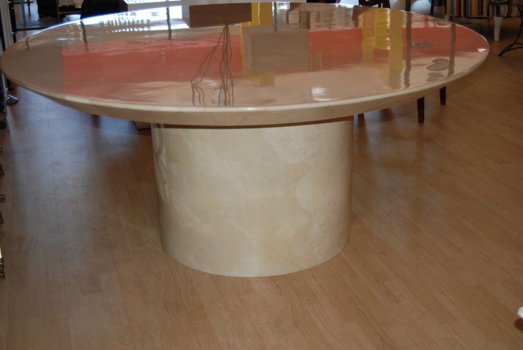 Goatskin SUPERB SIGNED KARL SPRINGER GOATSKIN  DINING TABLE