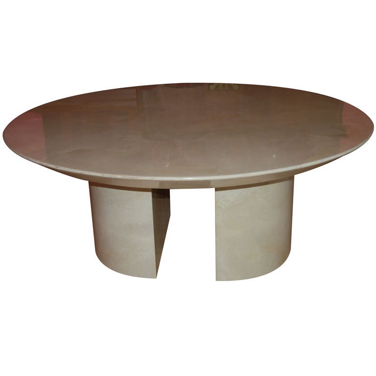 SUPERB SIGNED KARL SPRINGER GOATSKIN  DINING TABLE
