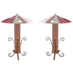 Vintage INCREDIBLE PAIR OF LUCITE AND NICKEL TABLE LAMPS