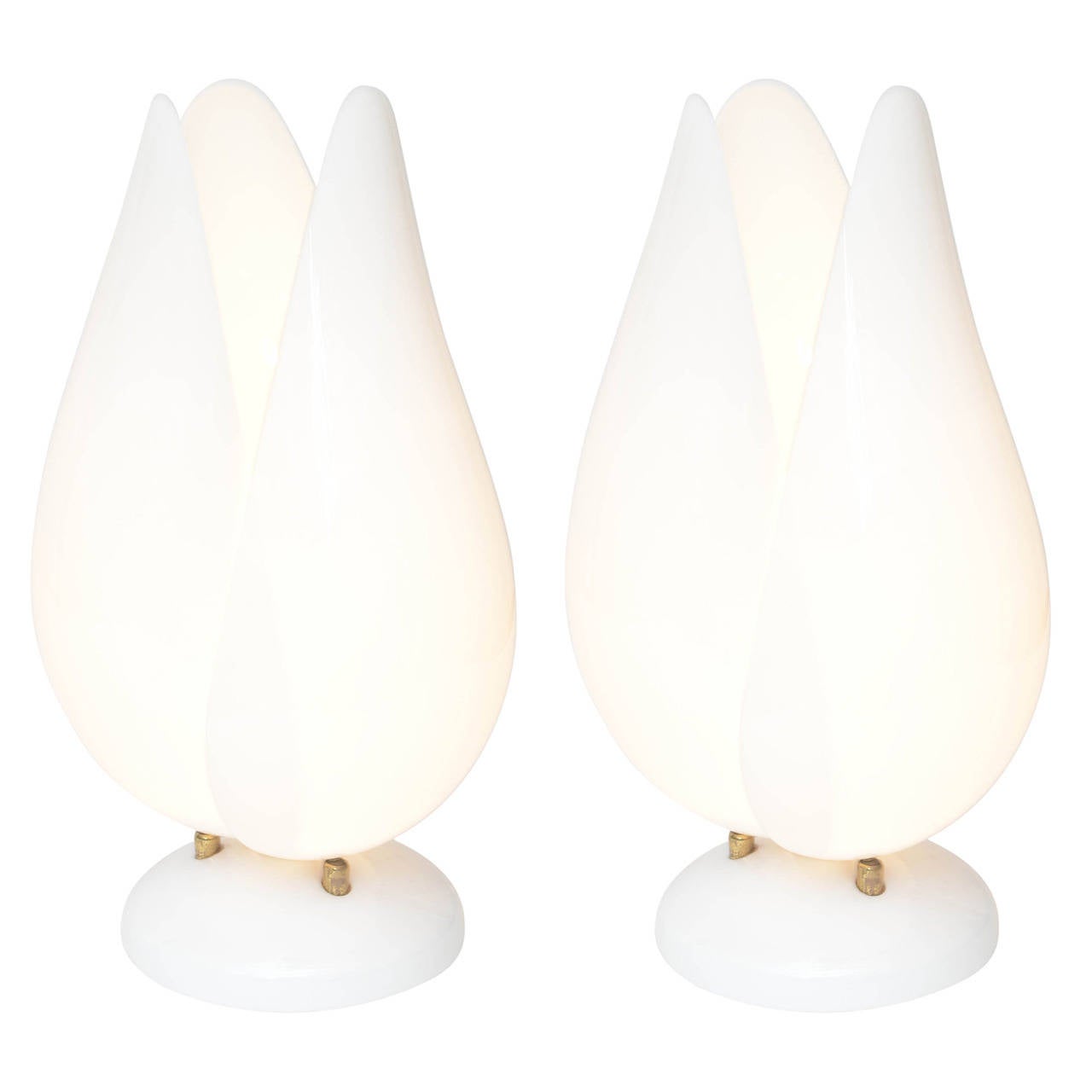 Pair of Rougier-Style Tulip Lamps