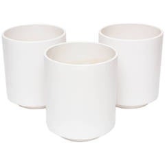 Vintage Three Large-Scale Matte White Planters by Gainey Ceramic of California