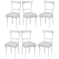 Set of Six 1950s Italian Dining Chairs in the Style of Ico Parisi