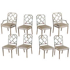 Set of 8 DIA Chrome "Chippendale" Dining Chairs