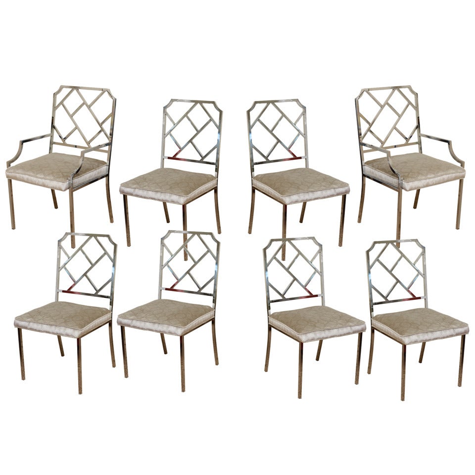 Set of 8 DIA Chrome "Chippendale" Dining Chairs