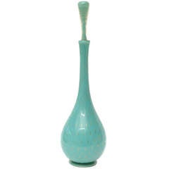 Monumental Barovier e Toso Italian Murano Glass Turquoise Decanter Bottle