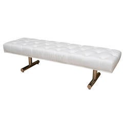 Milo Baughman Chrome T-Bar and Upholstered Bench