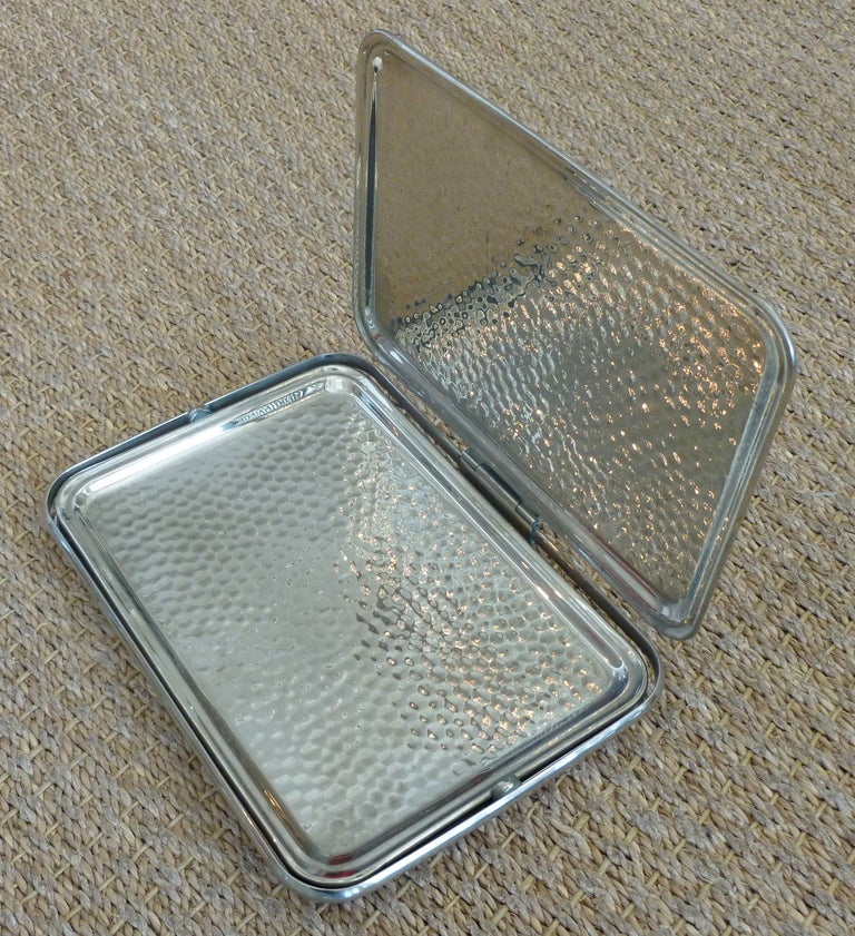 20th Century Amazing Signed Foldable Hand Hammered Silverplate Stepped Tray