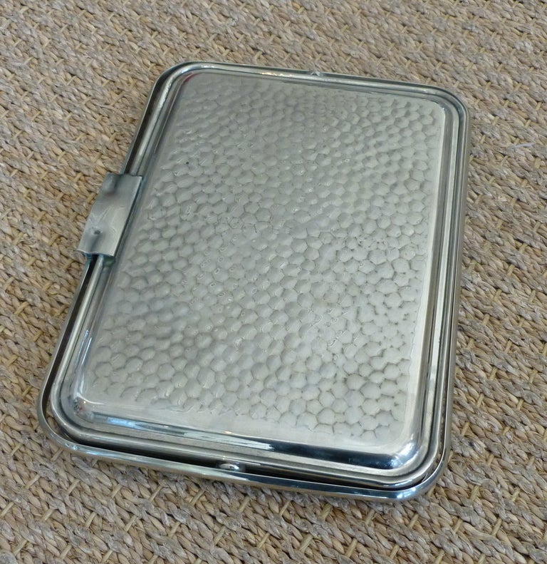 Amazing Signed Foldable Hand Hammered Silverplate Stepped Tray 1