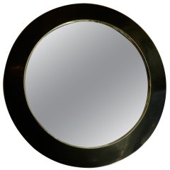 Black Stone and Stainless Italian Round Mirror/SATURDAY SALE