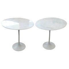 Pair of Saarinen for Knoll  Marble and Metal Side Tulip Tables/SALE