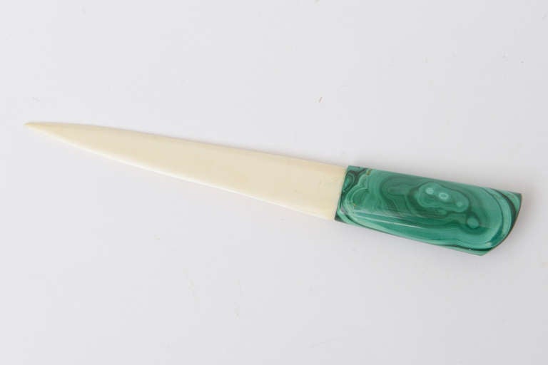 This period malachite and bone letter opener is stunning on any desk....MAKES A GREAT GIFT...

NOTE: THIS WILL BE ON THE SATURDAY SALE FOR 1 WEEK ONLY THRU MARCH 2, 2014