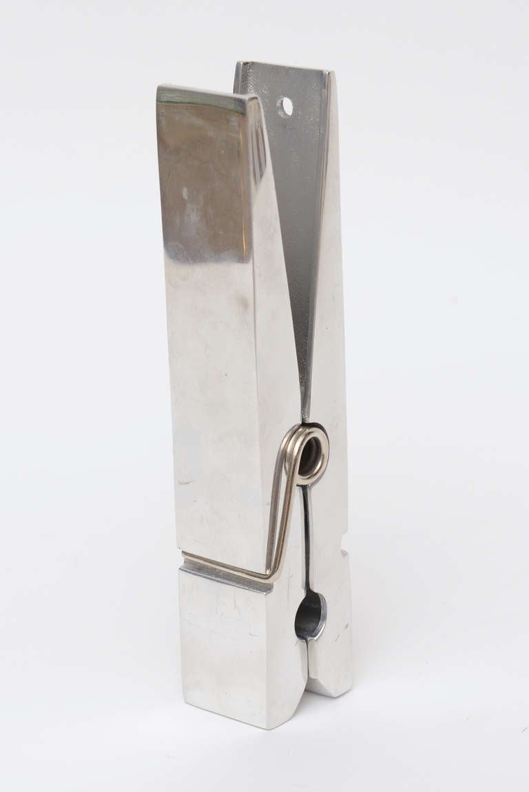 Modern Claes Oldenburg Style Pop Art Clothespin Chrome Sculpture/ Desk Object