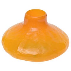 Seltene Blenko Kürbis Mandarine Orange Pebbled strukturiertem Glas Gefäß oder Vase