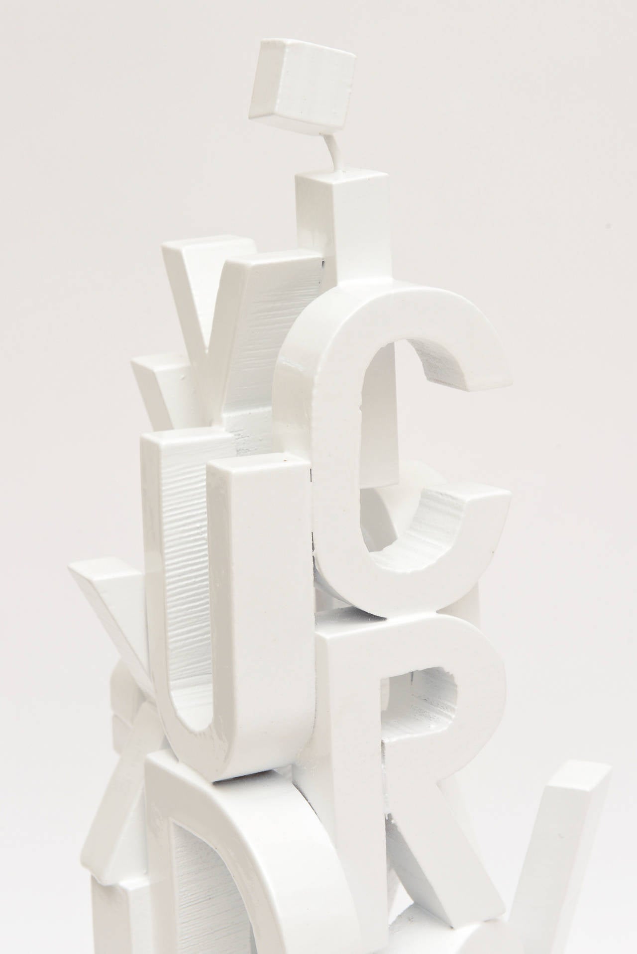 Mid-Century Modern White Lacquered Mid-Century Wood Alphabet Tree Sculpture