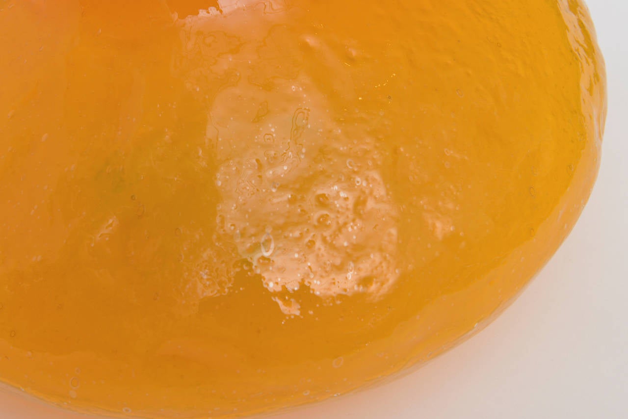Rare Blenko Gourd Tangerine Orange Pebbled Textured Glass Vessel or Vase In Excellent Condition In North Miami, FL
