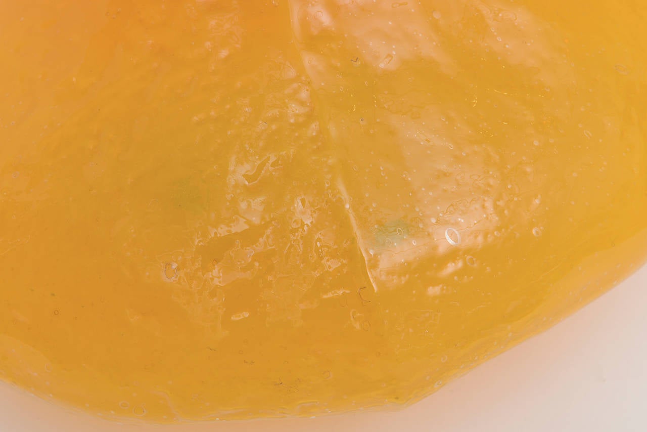 Rare Blenko Gourd Tangerine Orange Pebbled Textured Glass Vessel or Vase 3