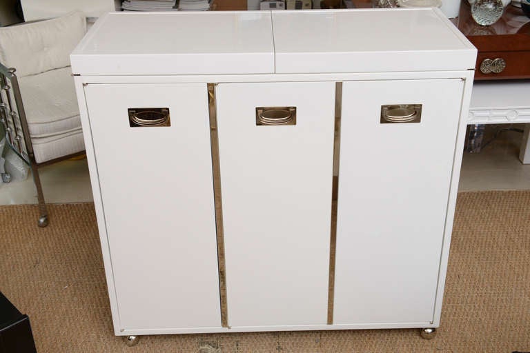 White Lacquered and Nickel Silver Baker Bar
