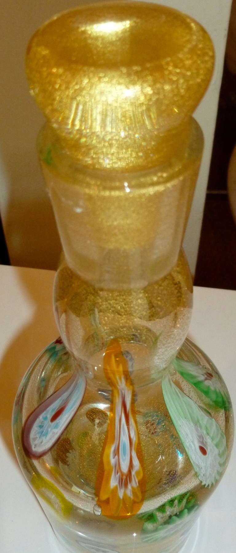 Fratelli Toso Murano Glass Decanter Perfume Bottle Gold Aventurine and
Murrhines im Angebot 3