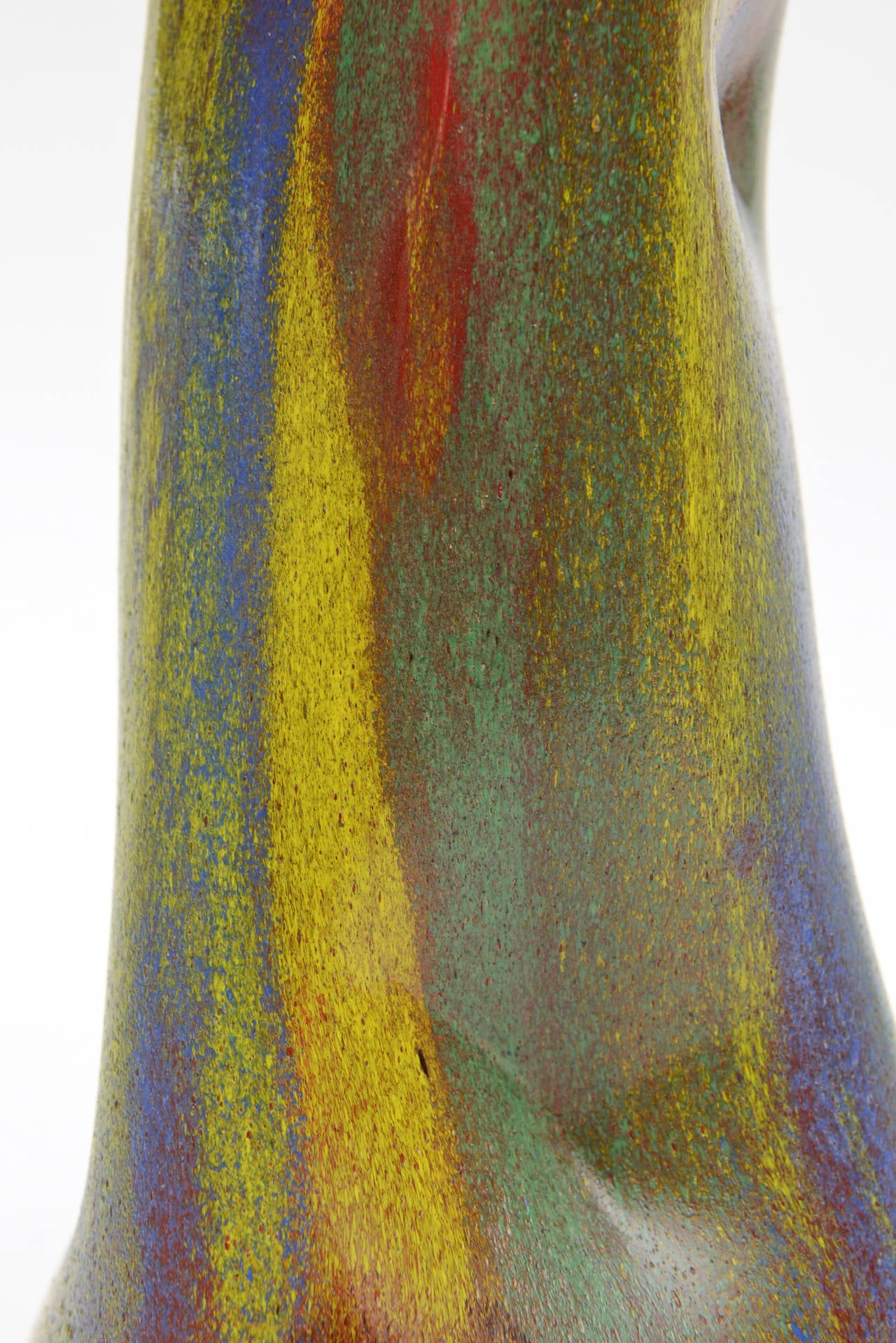 Dino Martens Murano Red Blue Cinched Glass Vase or Vessel, Mid-Century Modern In Good Condition For Sale In North Miami, FL