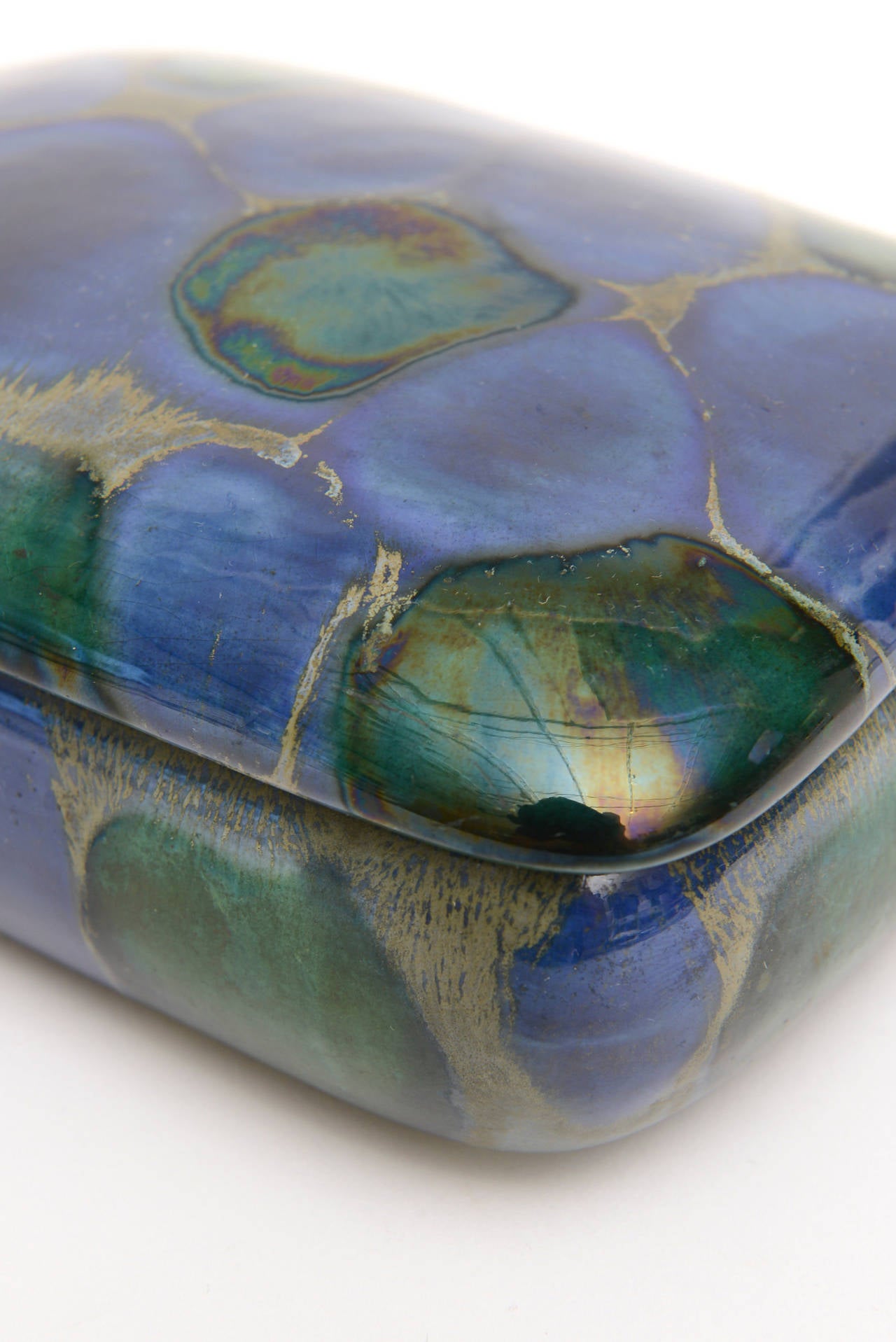 Italian Glazed Ceramic Lidded Box at 1stdibs