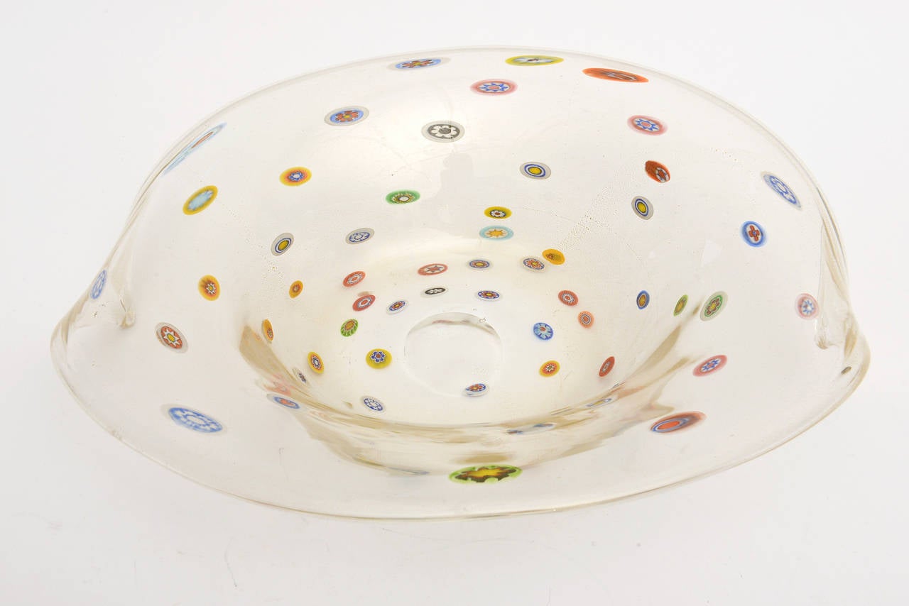 Mid-Century Modern Italian Murano Millefori Glass Monumental Bowl Attr. to Fratelli Toso