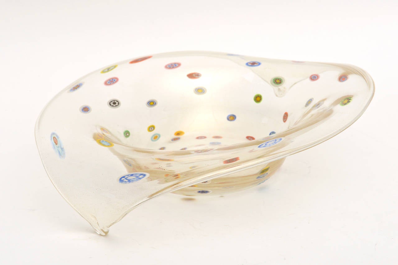 Italian Murano Millefori Glass Monumental Bowl Attr. to Fratelli Toso In Excellent Condition In North Miami, FL