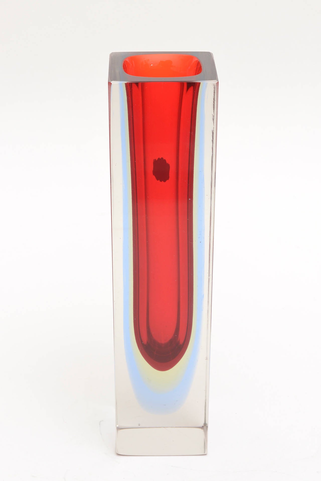 Modern Italian Murano Mandruzzato Sommerso Glass Vase