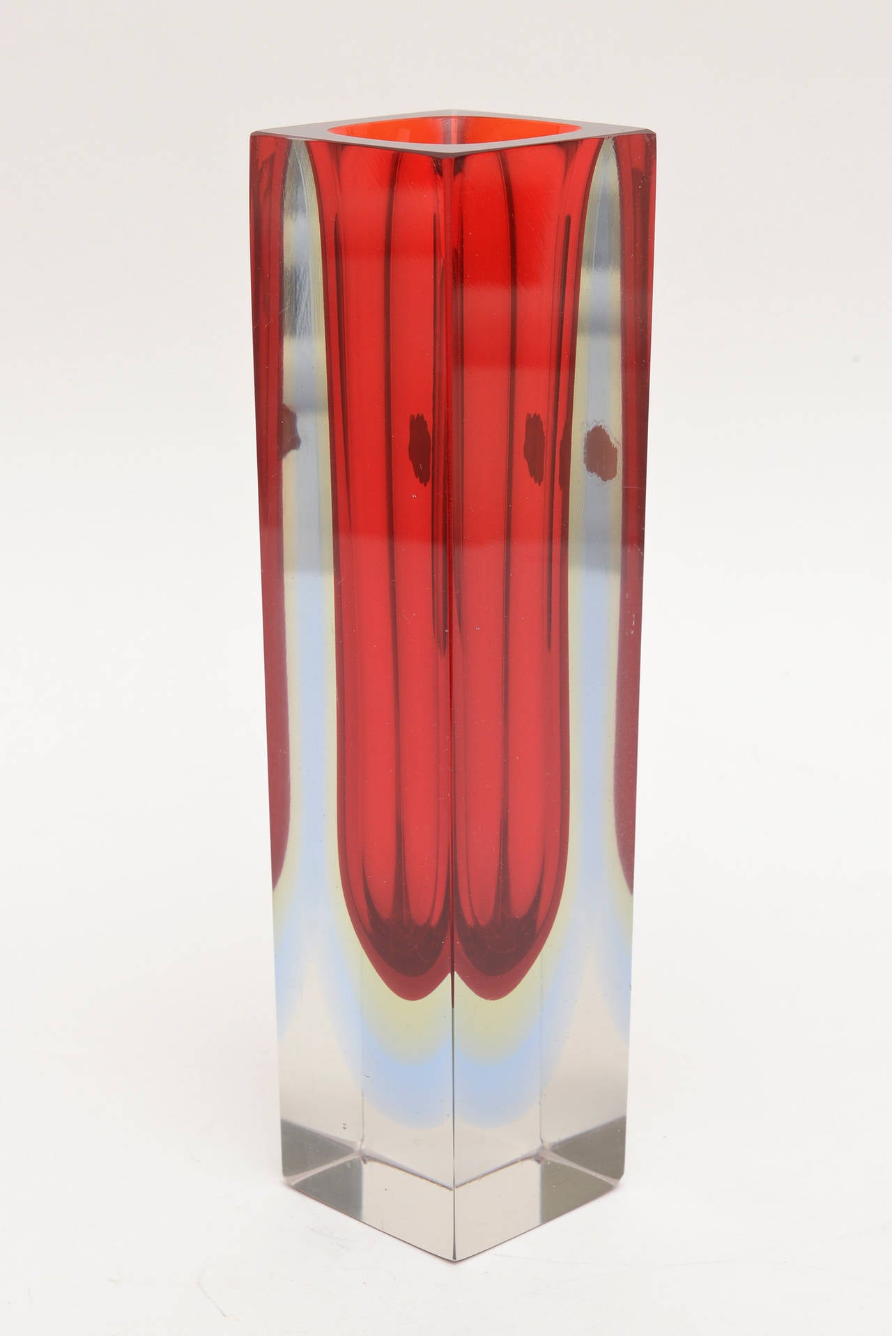 Italian Murano Mandruzzato Sommerso Glass Vase In Excellent Condition In North Miami, FL