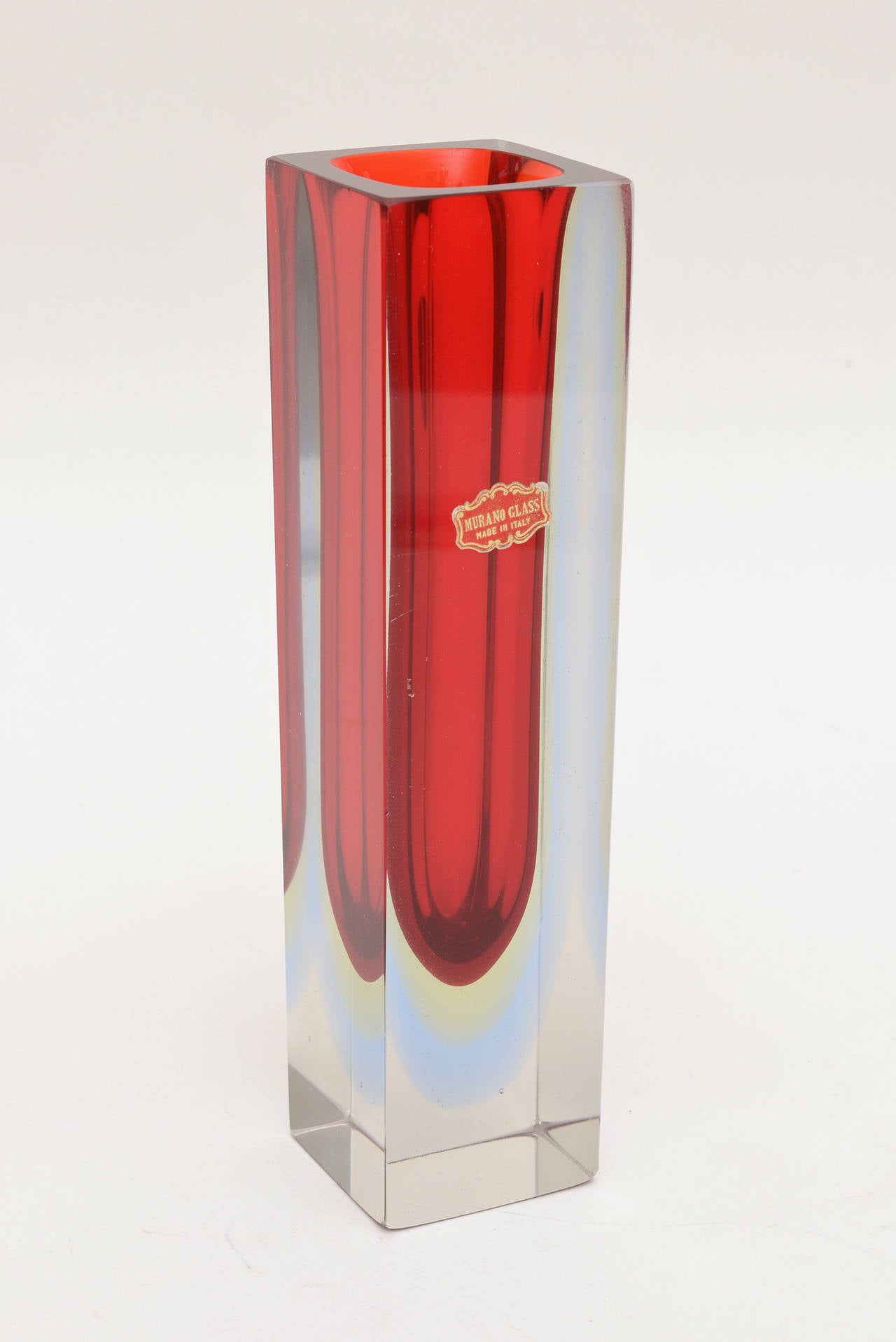 Late 20th Century Italian Murano Mandruzzato Sommerso Glass Vase