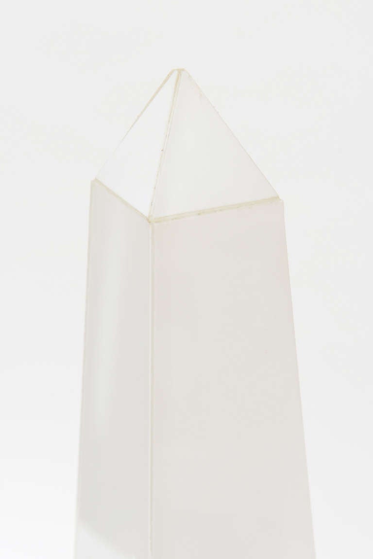 American Pair of White Lucite and Glass Obelisks Vintage