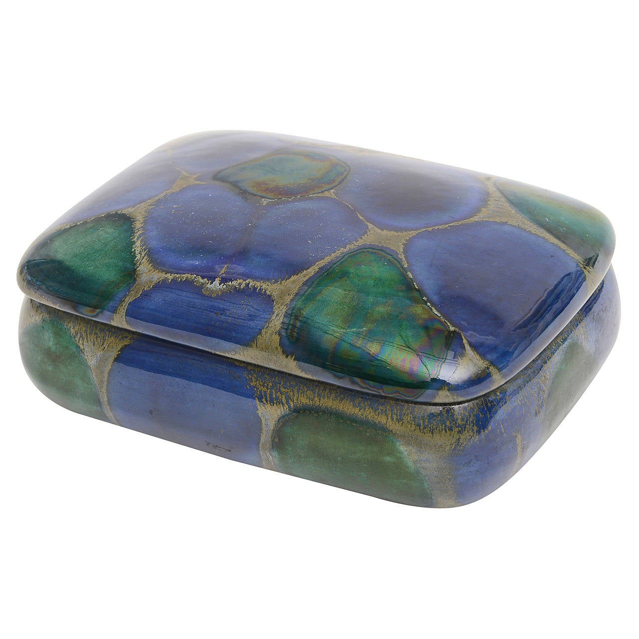 Italian Glazed Ceramic Lidded Box at 1stdibs