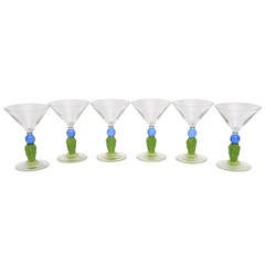 Six Signed Richard Jolley Martini Glasses Limited Edition
