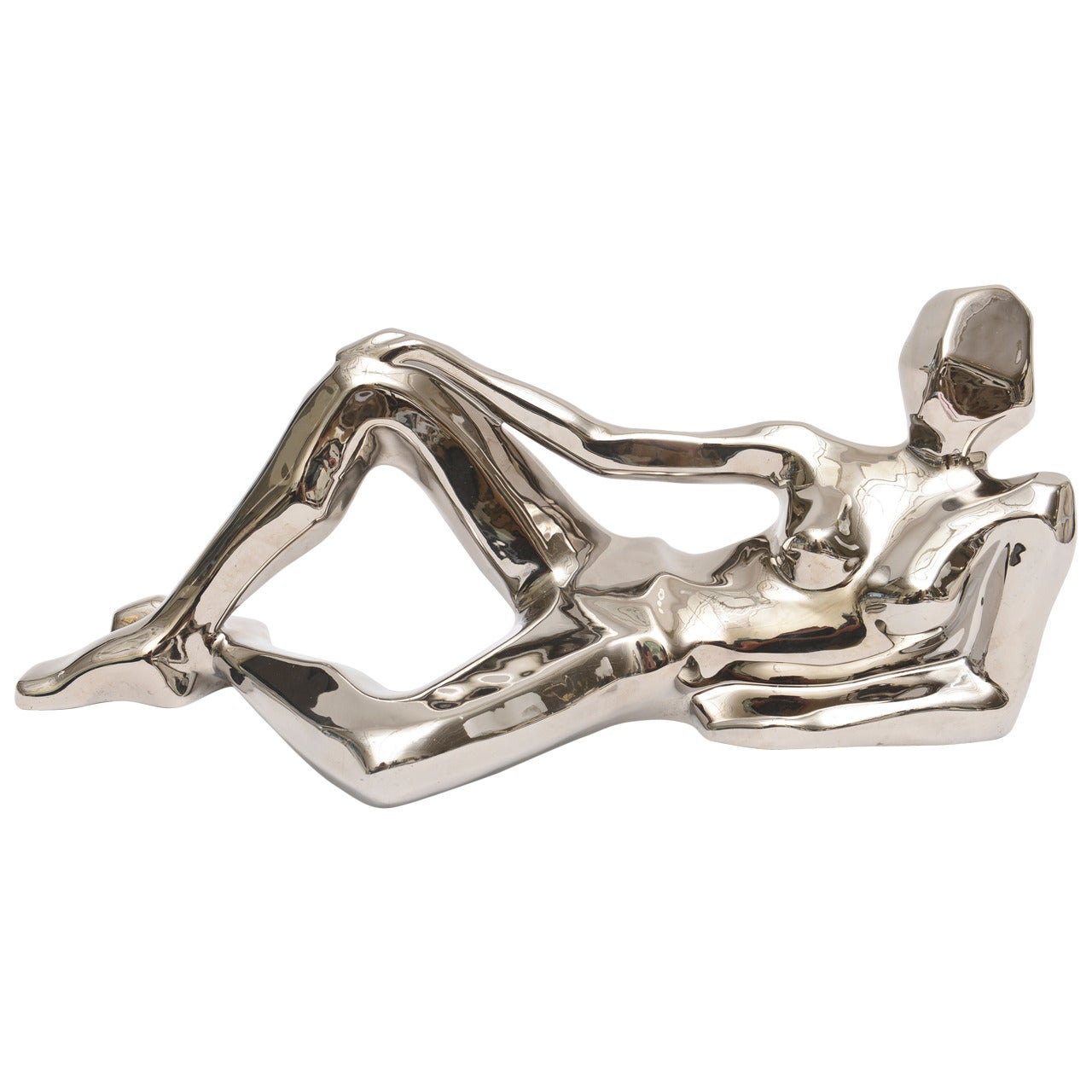 Chromed Over Ceramic Cool Cubist Jaru Female Form Sculpture