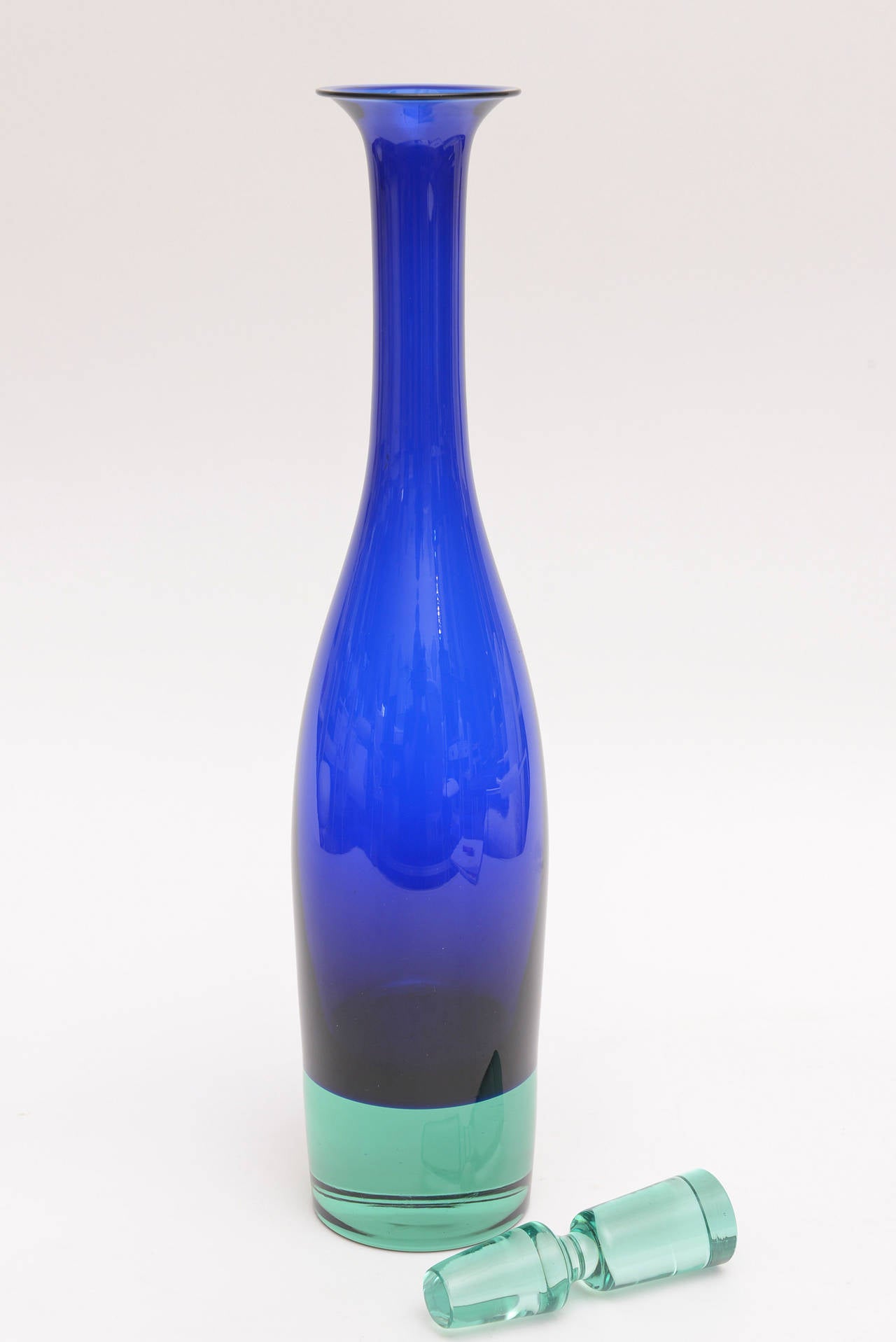 Modern Anje Kjaer for Holmegaard Sommerso Glass Bottle/ Decanter