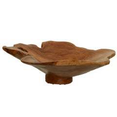 Magnificent Asian Teak Wood Sculptural Monumental Bowl