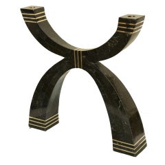 Casa Bique Tessellated Stone and Brass Dramatic Candlebra/Candlestick 12