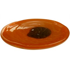 Vintage Hermes Orange Thick Fulvio Bianconi for Venini Murano Glass Dish