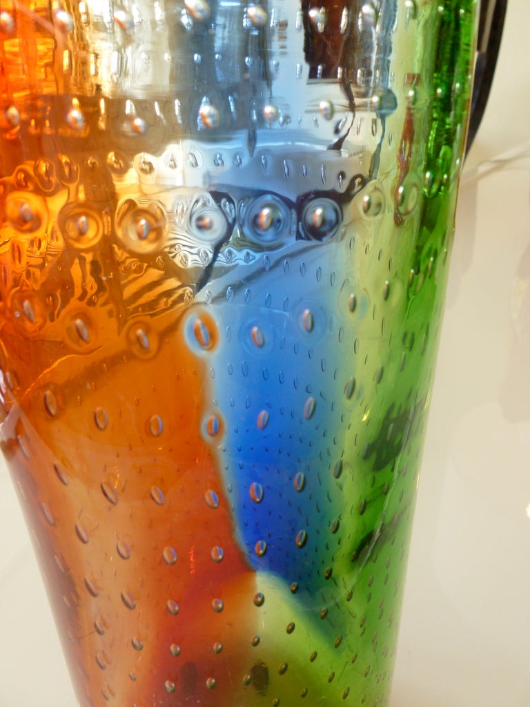 Murano Italian Avem Controlled Bubbled Rainbow Vase/SAT. SALE In Excellent Condition In North Miami, FL