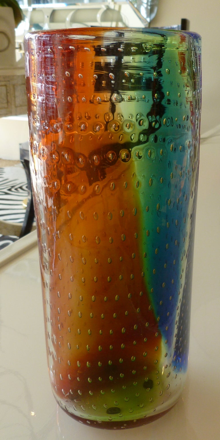 Murano Italian Avem Controlled Bubbled Rainbow Vase/SAT. SALE 5