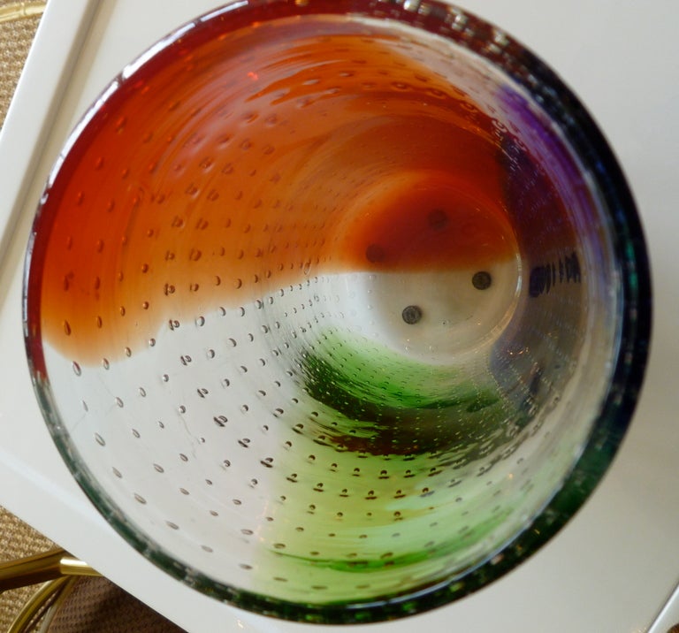 Murano Italian Avem Controlled Bubbled Rainbow Vase/SAT. SALE 1