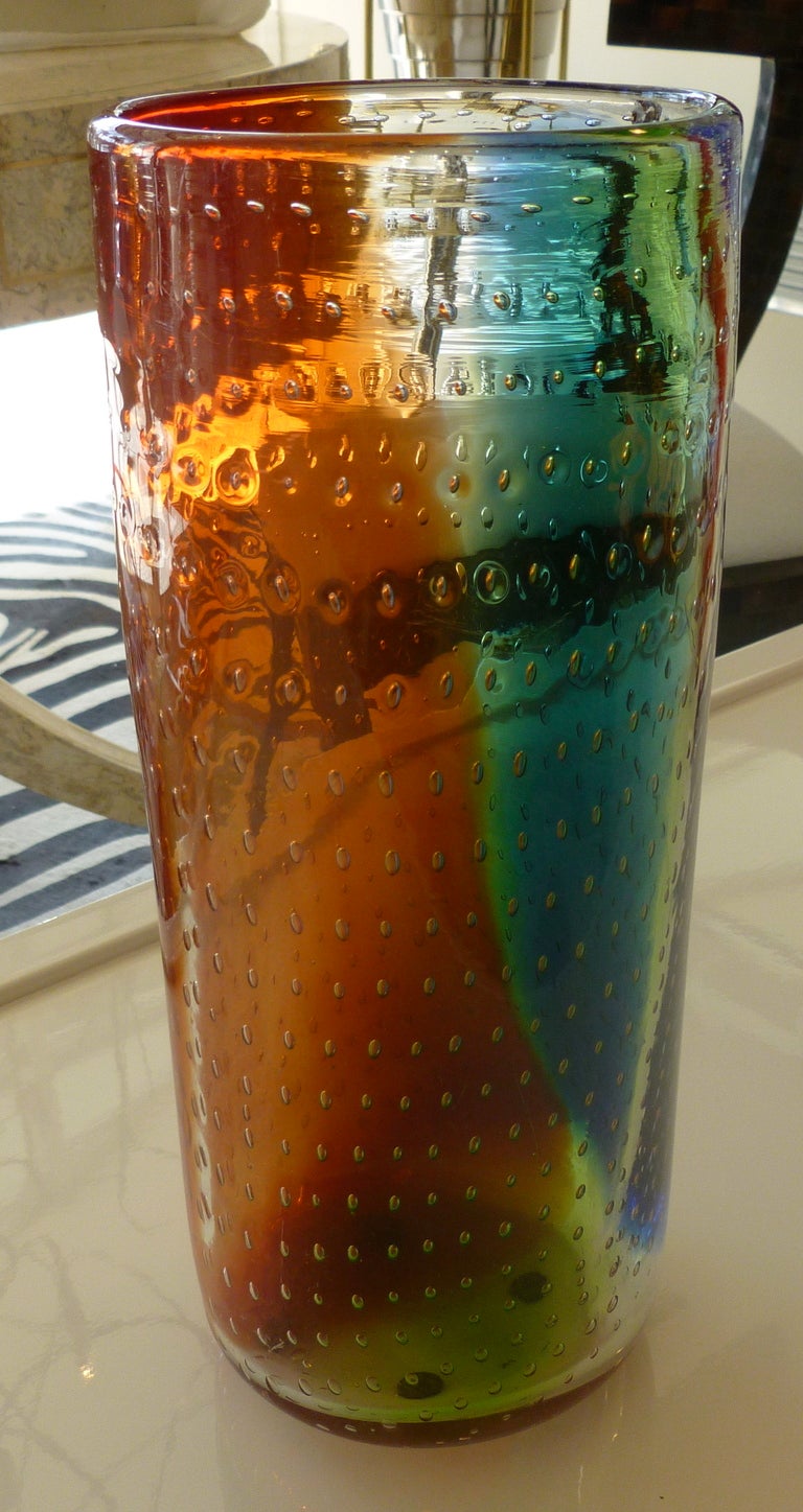 Murano Italian Avem Controlled Bubbled Rainbow Vase/SAT. SALE 2