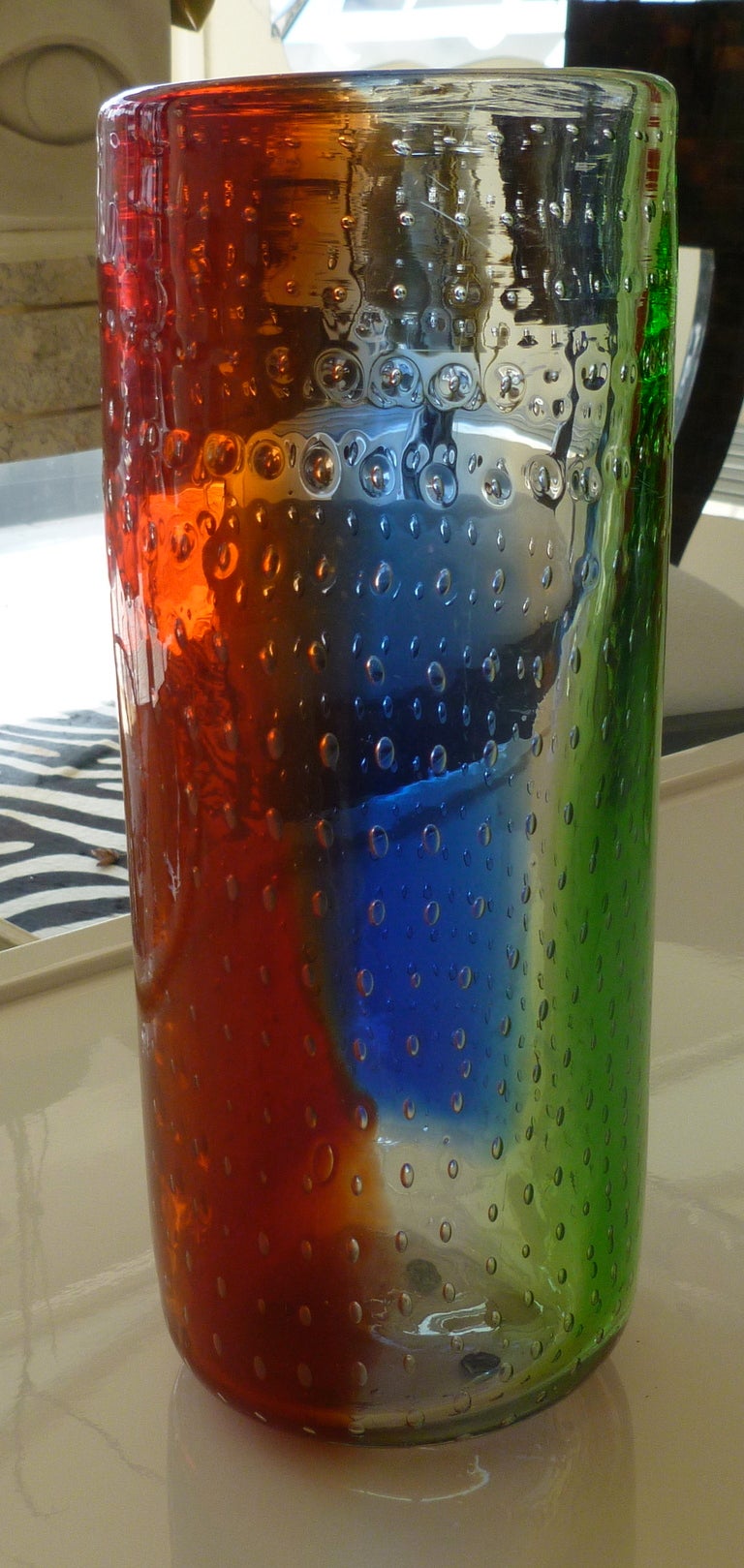 Murano Italian Avem Controlled Bubbled Rainbow Vase/SAT. SALE 3