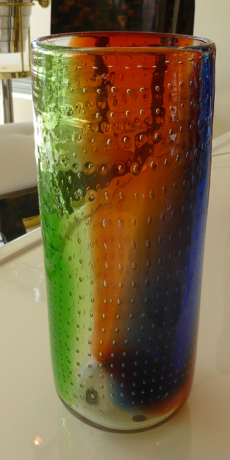 Murano Italian Avem Controlled Bubbled Rainbow Vase/SAT. SALE 4