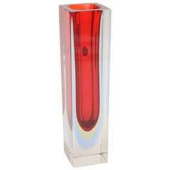 Italian Murano Mandruzzato Sommerso Glass Vase