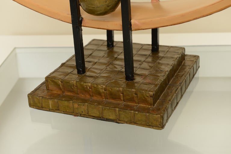 Iron, Brass and Leather Table Top Sculpture 2