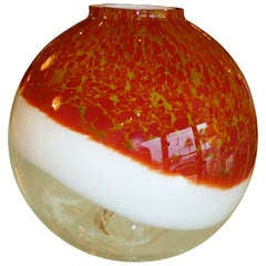 Italian Vistosi Round Monumental Glass Vase