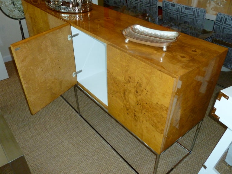 Milo Baughman Burled Wood and Chrome Cabinet/Buffet 4
